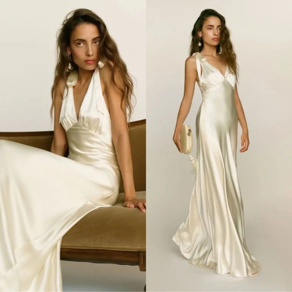 NWT Reformation Pernille Silk Dress - S - Ivory Bridal Silk - Picture 5 of 8